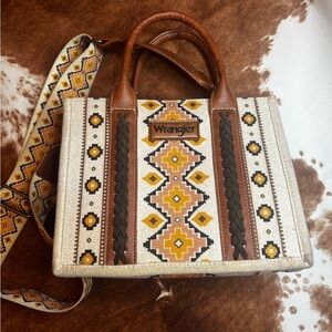 Wrangler Women's Geometric Brown and Yellow Tote